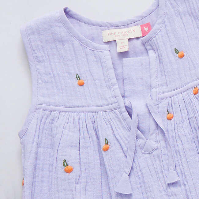 Girls Jade Top, Lavender Oranges - Shirts - 2