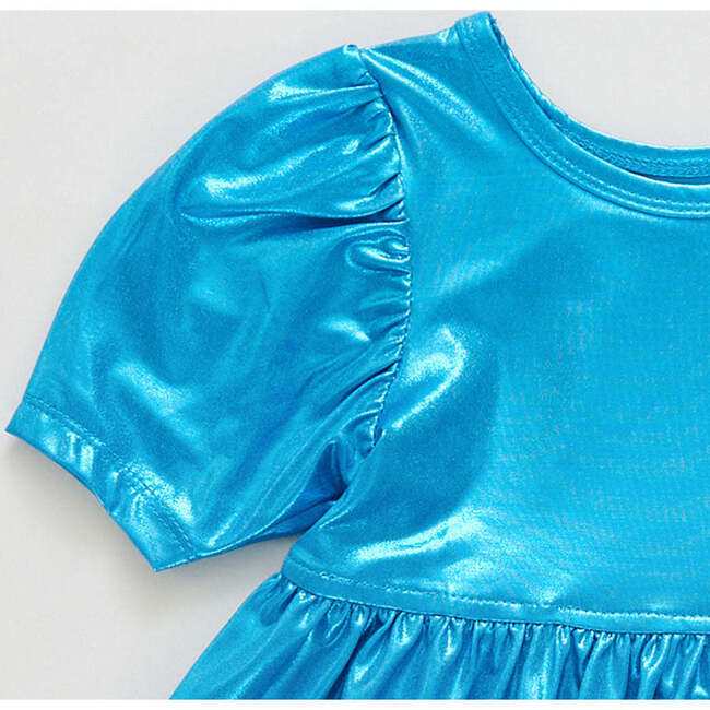 Girls Lame Laurie Dress, Teal Lame - Dresses - 3