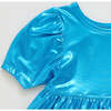 Girls Lame Laurie Dress, Teal Lame - Dresses - 3