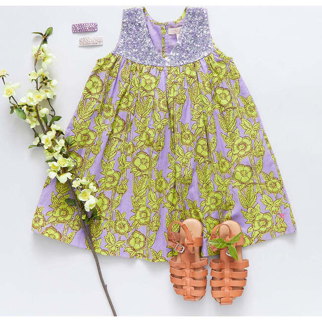 Girls Courtney Dress, Lavender Stem Floral - Dresses - 4