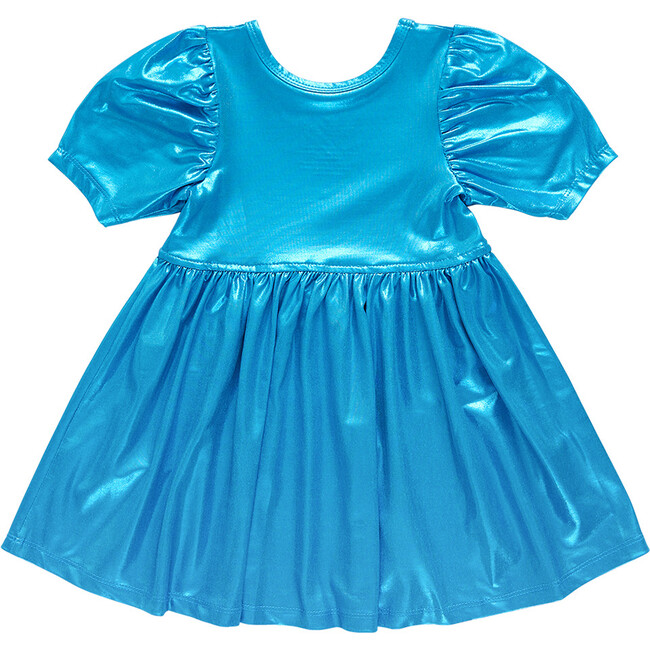 Girls Lame Laurie Dress, Teal Lame - Dresses - 5