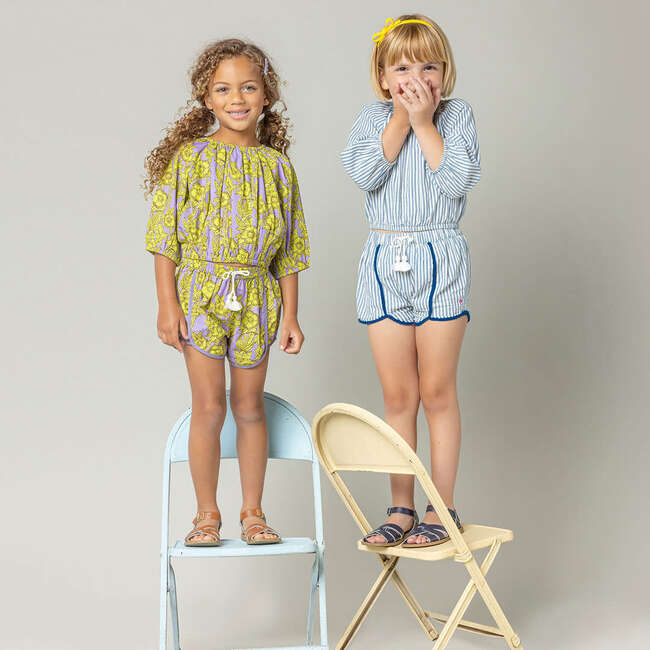 Girls Millie Short, Blue Skinny Stripe - Shorts - 2