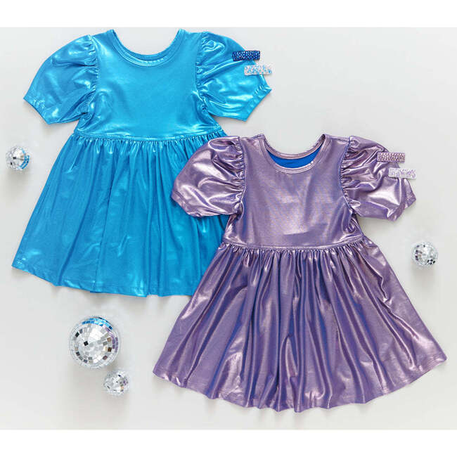 Girls Lame Laurie Dress, Dusty Purple Lame - Dresses - 4