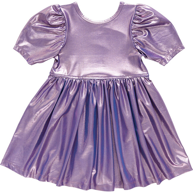 Girls Lame Laurie Dress, Dusty Purple Lame - Dresses - 5