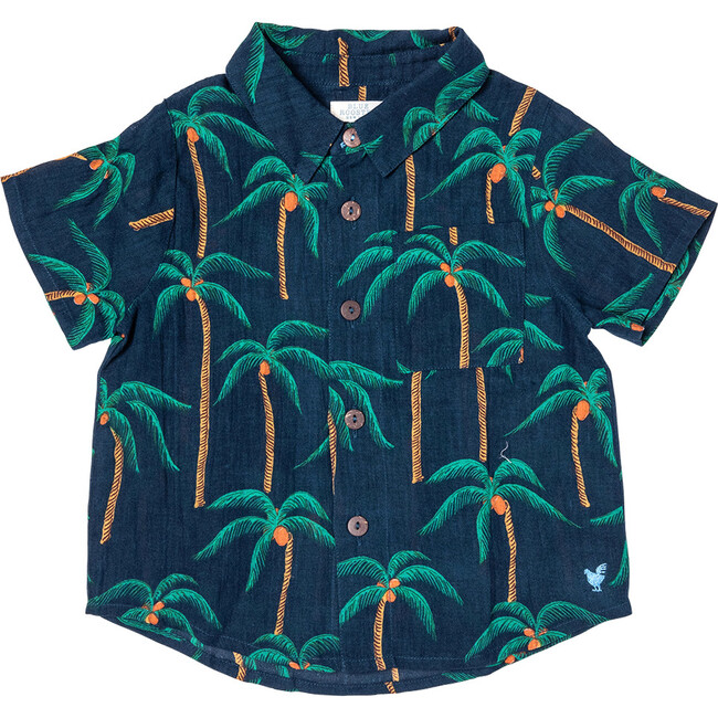 Boys Jack Shirt, Navy Palm Trees