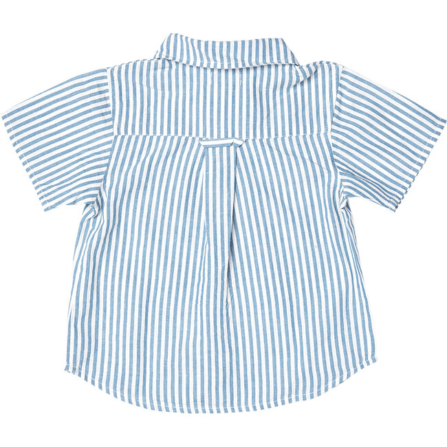 Boys Jack Shirt, Blue Skinny Stripe - Shirts - 4