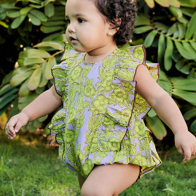 Baby Girls Katniss Bubble, Lavender Stem Floral - Onesies - 2