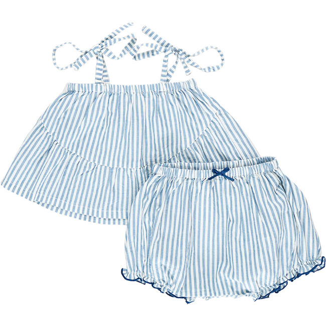 Baby Girls Stella 2-Piece Set, Blue Skinny Stripe