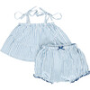 Baby Girls Stella 2-Piece Set, Blue Skinny Stripe - Mixed Apparel Set - 1 - thumbnail