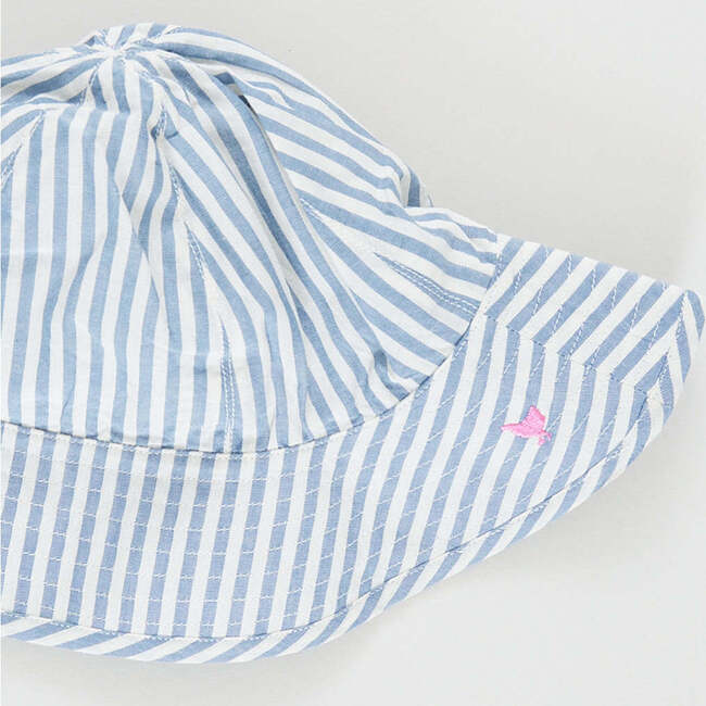 Baby Girls Sun Hat, Blue Skinny Stripe - Hats - 2