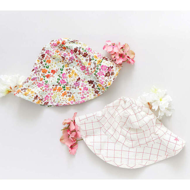 Baby Girls Sun Hat, Pink Tattersall - Hats - 4