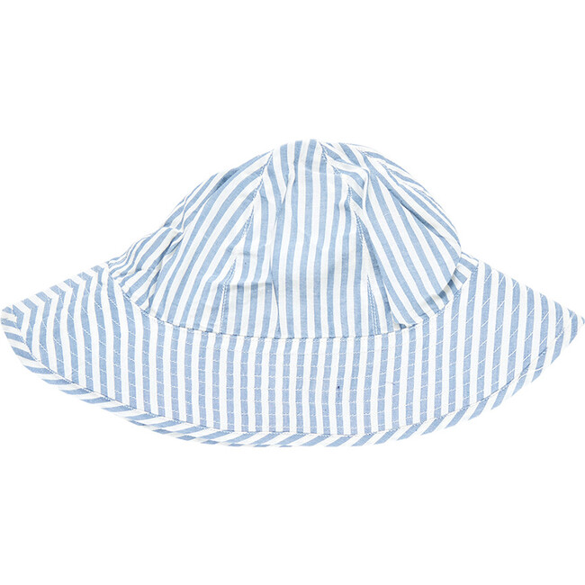Baby Girls Sun Hat, Blue Skinny Stripe - Hats - 3
