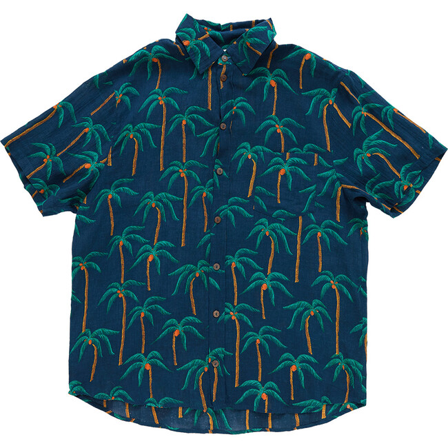Mens Jack Shirt, Navy Palm Trees - Shirts - 1