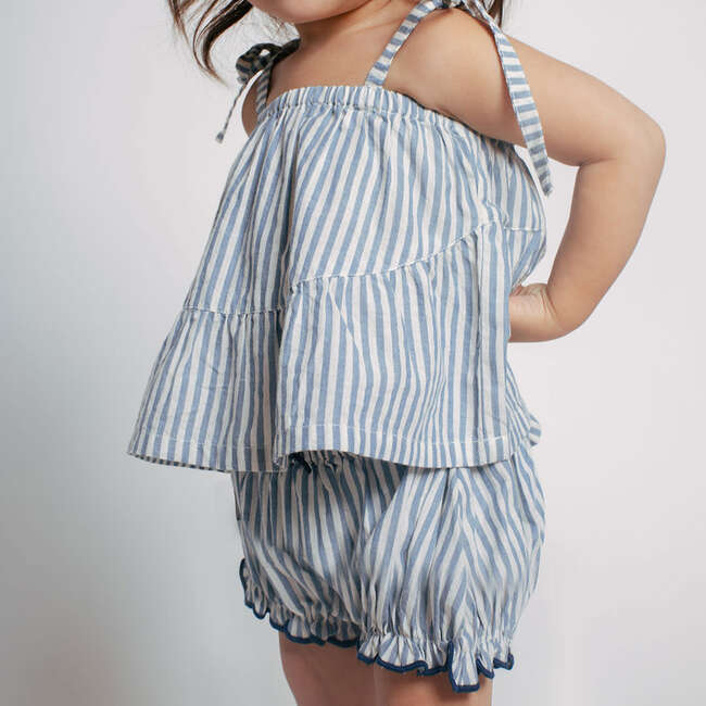 Baby Girls Stella 2-Piece Set, Blue Skinny Stripe - Mixed Apparel Set - 4