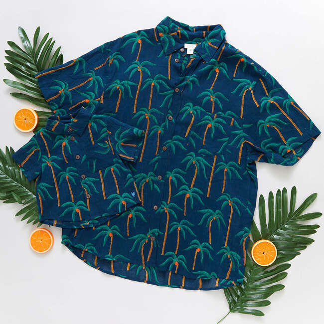 Mens Jack Shirt, Navy Palm Trees - Shirts - 2