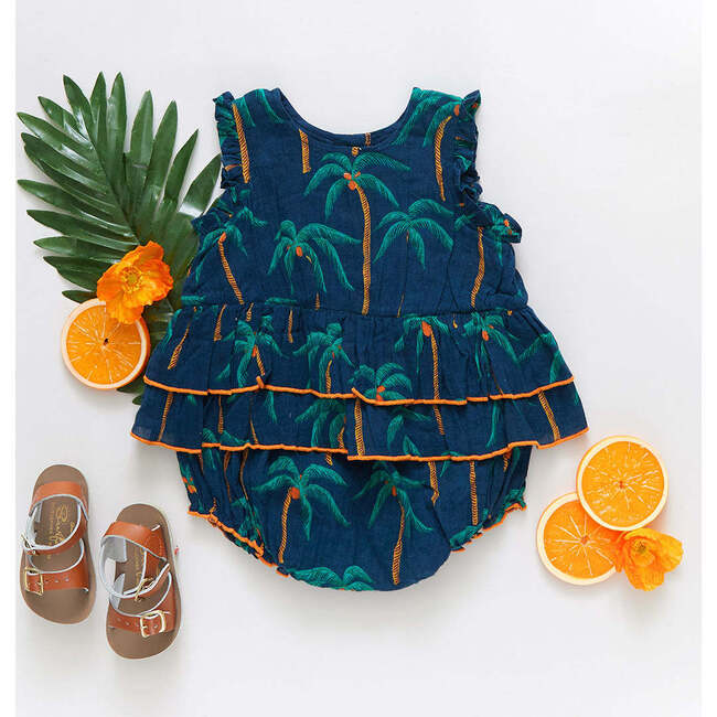 Baby Girls Heidi Bubble, Navy Palm Trees - Onesies - 5
