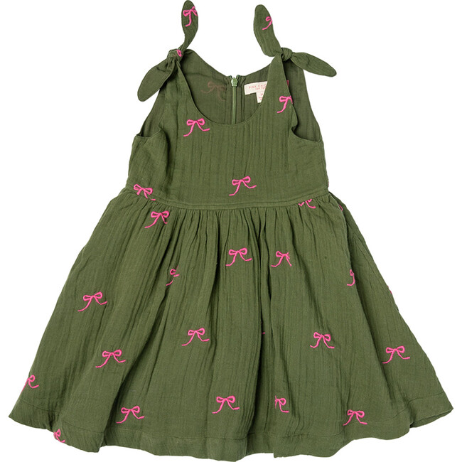 Girls Taylor Dress, Olive Bows