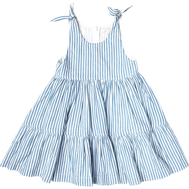 Girls Taylor Dress, Blue Skinny Stripe