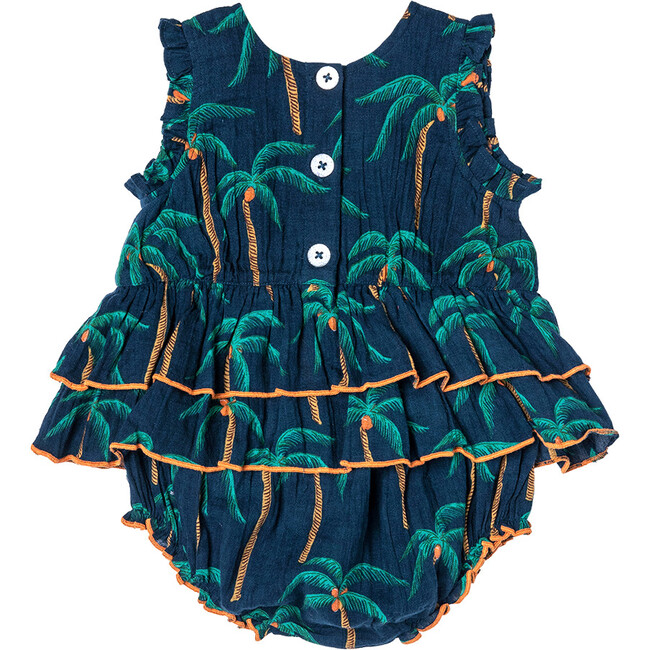 Baby Girls Heidi Bubble, Navy Palm Trees - Onesies - 6