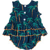 Baby Girls Heidi Bubble, Navy Palm Trees - Onesies - 6