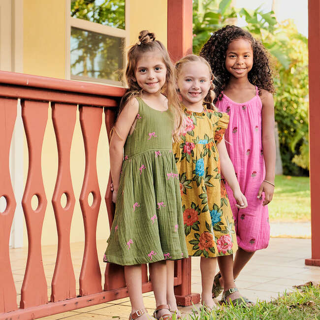 Girls Taylor Dress, Olive Bows - Dresses - 2