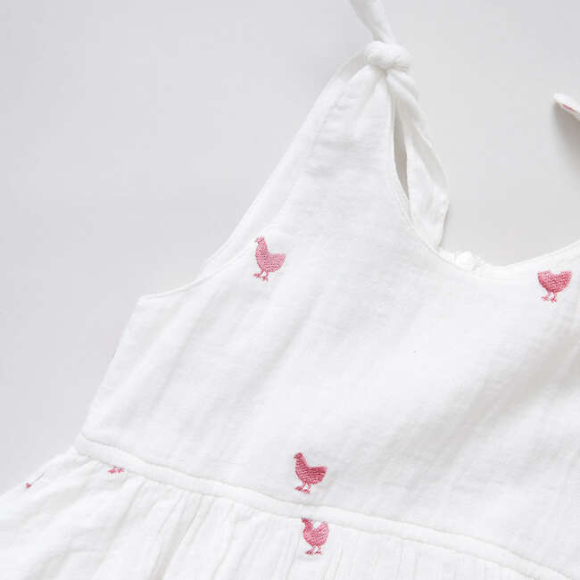 Girls Taylor Dress, Pink Chickens - Dresses - 4