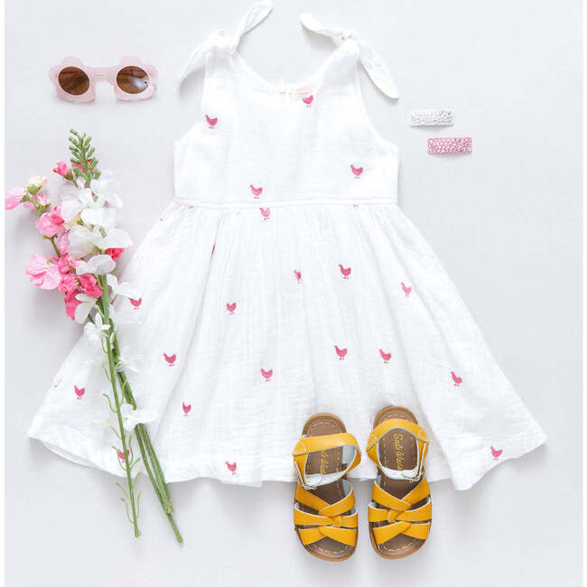Girls Taylor Dress, Pink Chickens - Dresses - 5
