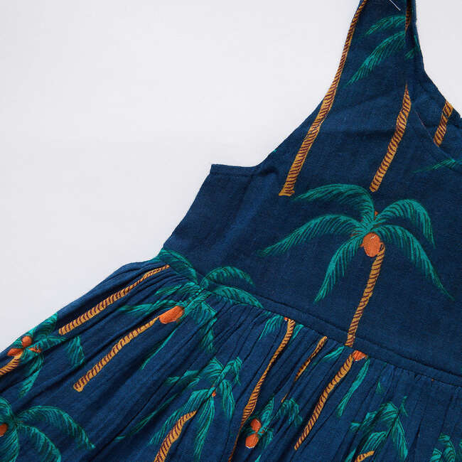 Girls Taylor Dress, Navy Palm Trees - Dresses - 4