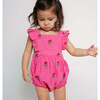 Baby Girls Emerald Bubble, Hot Pink Flowers - Onesies - 2