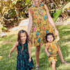 Girls Taylor Dress, Navy Palm Trees - Dresses - 6