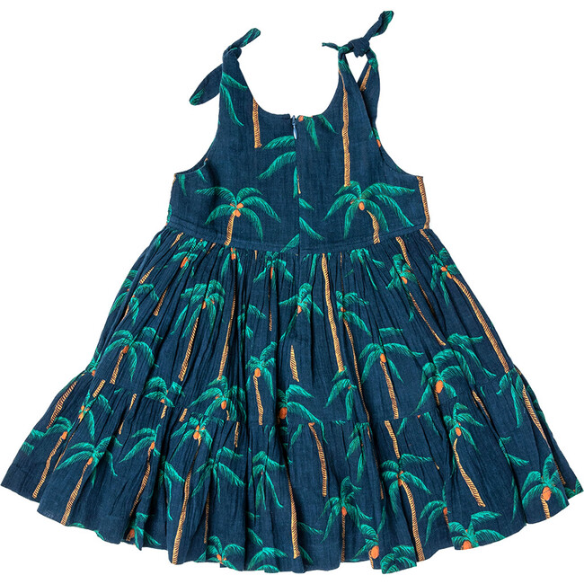 Girls Taylor Dress, Navy Palm Trees - Dresses - 7
