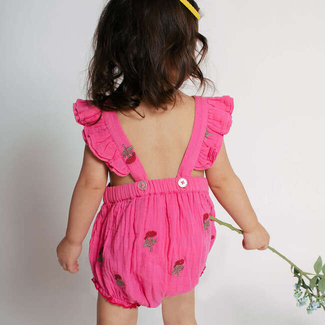 Baby Girls Emerald Bubble, Hot Pink Flowers - Onesies - 5