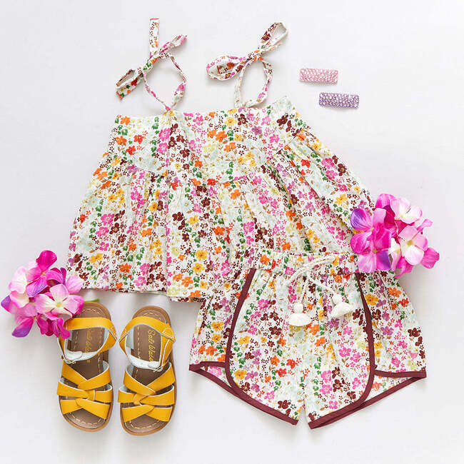 Girls Stella Top, Multi Ditsy Floral - Shirts - 6