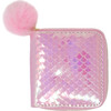 Shiny Mermaid Scale Wallet With Removable Pom Pom, Pink - Bags - 1 - thumbnail