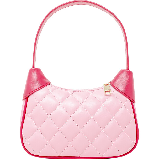 Quilted Zip Top Shoulder Bag, Pink