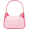 Quilted Zip Top Shoulder Bag, Pink - Bags - 1 - thumbnail