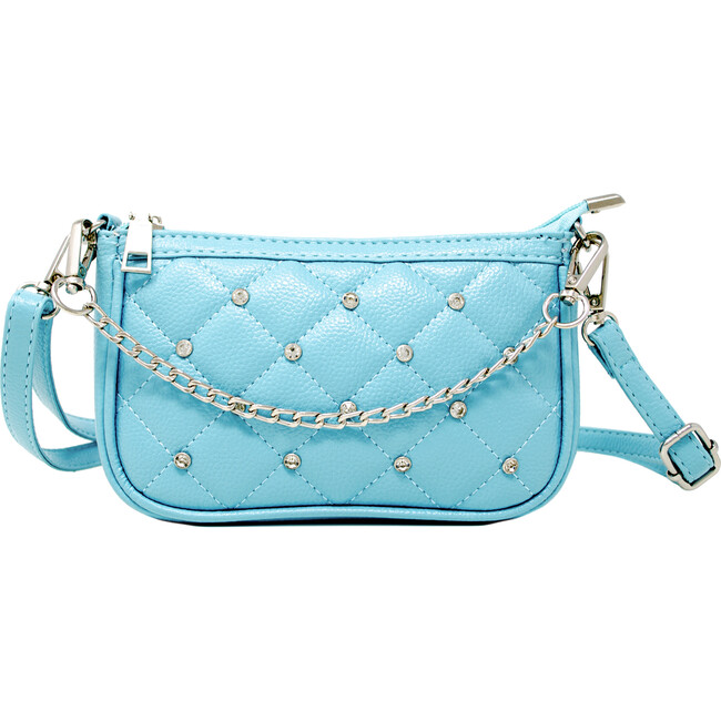 Quilted Stud Clutch, Blue