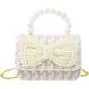 Tweed Pearl Handle Bow Purse, Pink - Bags - 1 - thumbnail