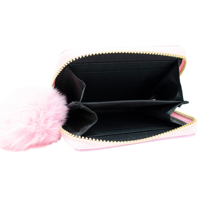 Shiny Mermaid Scale Wallet With Removable Pom Pom, Pink - Bags - 2