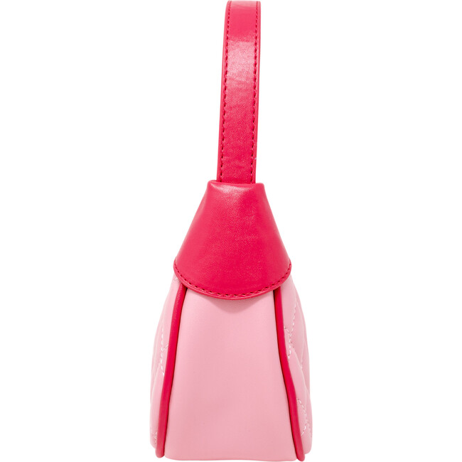 Quilted Zip Top Shoulder Bag, Pink - Bags - 2