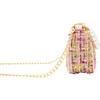 Tweed Pearl Chain Strap Clutch Handbag, Pink - Bags - 2