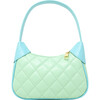 Quilted Zip Top Shoulder Bag, Aqua Green - Bags - 1 - thumbnail