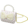 Tweed Pearl Handle Bow Purse, Pink - Bags - 3