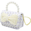 Tweed Pearl Handle Bow Purse, Purple - Bags - 3