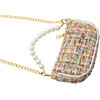 Tweed Pearl Chain Strap Clutch Handbag, White - Bags - 3