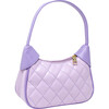 Quilted Zip Top Shoulder Bag, Purple - Bags - 3