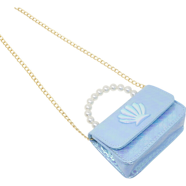 Shiny Seashell Pearl Handle Purse, Blue - Bags - 4