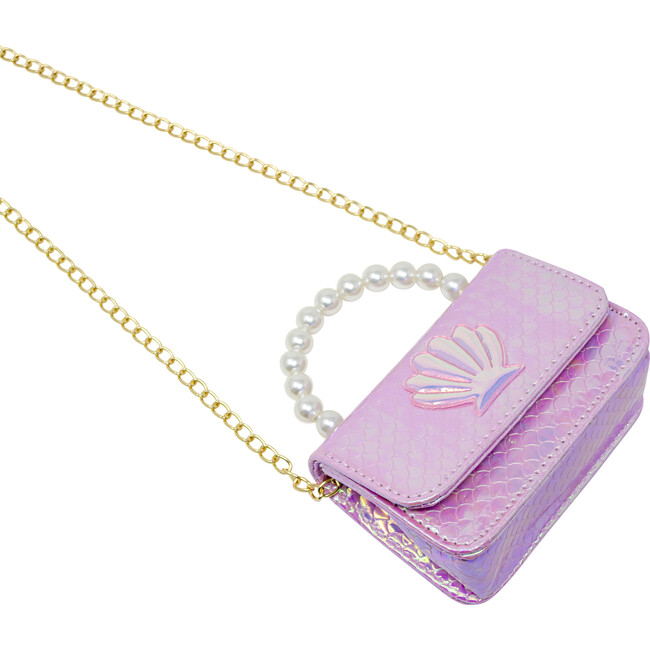 Shiny Seashell Pearl Handle Purse, Pink - Bags - 4