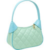 Quilted Zip Top Shoulder Bag, Aqua Green - Bags - 3