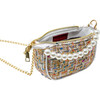 Tweed Pearl Chain Strap Clutch Handbag, White - Bags - 5